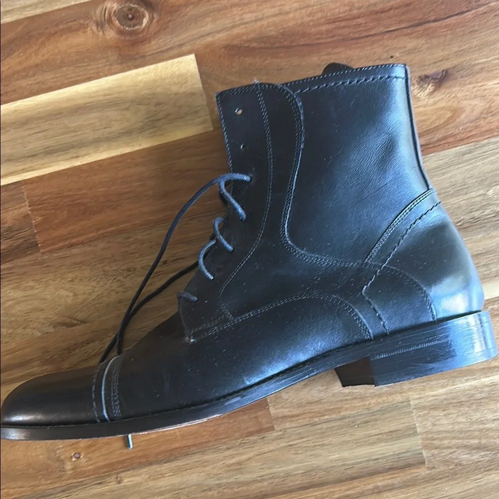 Massimo Matteo Men’s Black Leather Dress Boots | Size 9.5 | Made in Italy - Picture 2 of 9